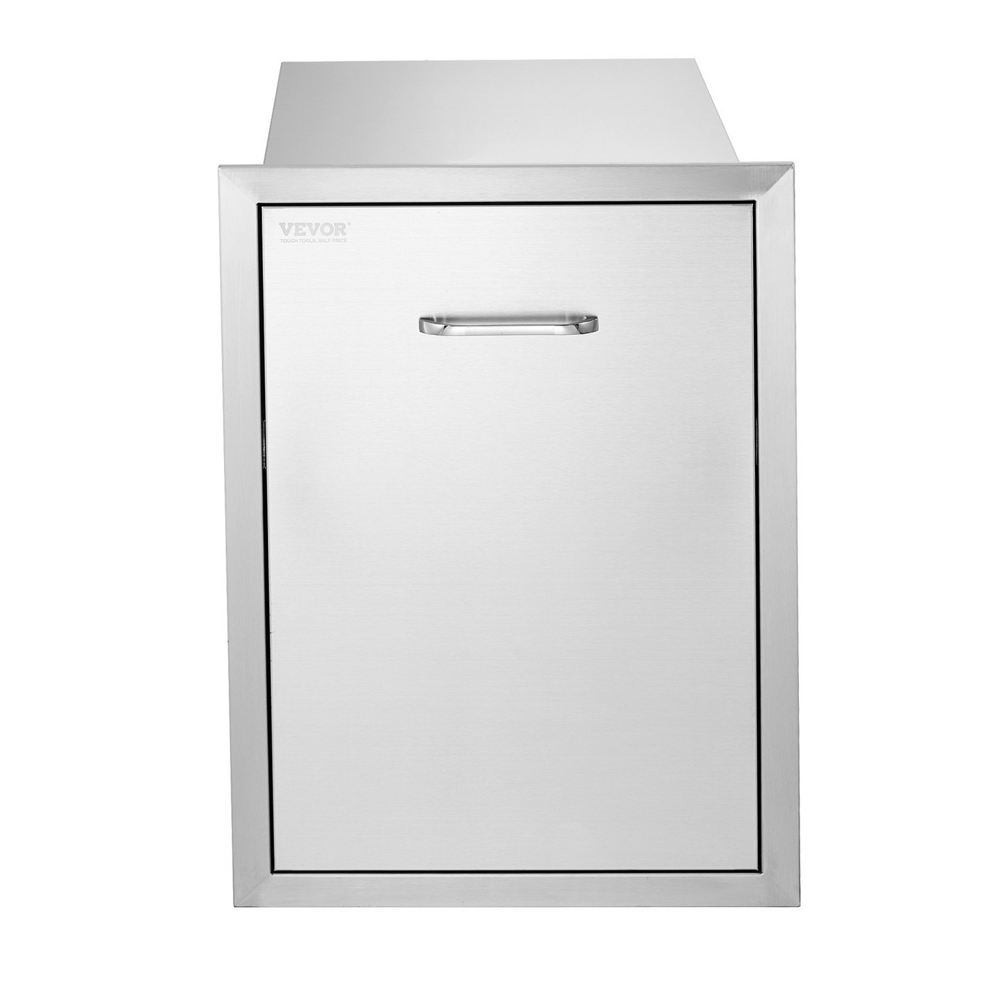 VEVOR Pull Out Trash Drawer 17.7x25x22.8 Inch Raised Style Trash Bin with Pull-Out Tray Stainless Steel Trash Drawer with Handle for Outdoor Kitchen BBQ Island