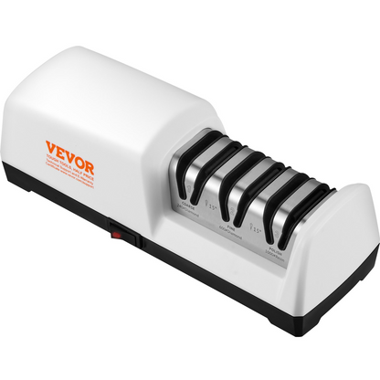 VEVOR Electric Knife Sharpener, 3 Stages Kitchen Knife Sharpener for Quick Sharpening & Polishing, Professional Knife Sharpener with Diamond Abrasives, 15° Angle Guides, and Metal Dust Collection Box