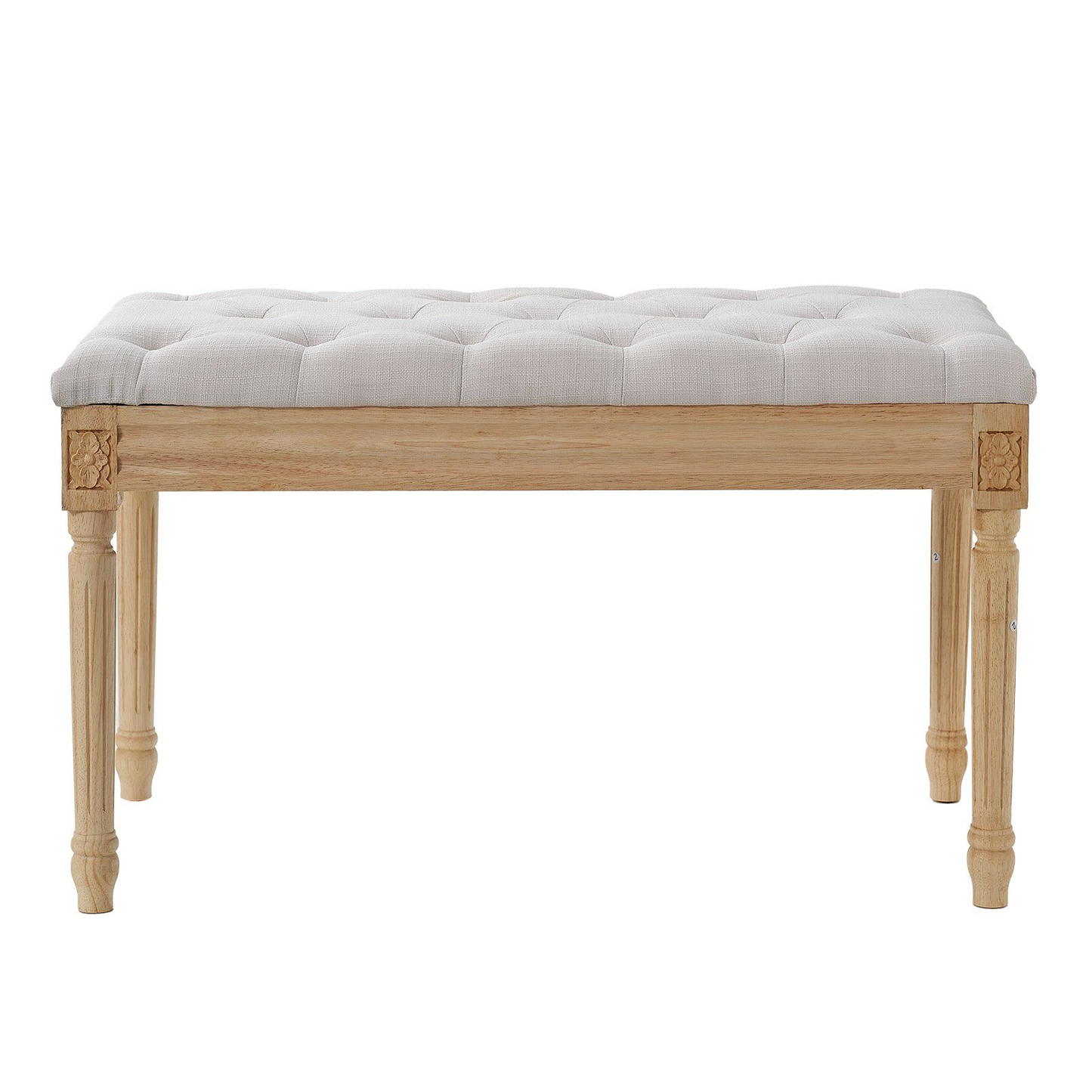 VEVOR Upholstered Bench, 16"W Ottoman Bench, End of Bed Bench with Foam Padded Cushion and Rubberwood Legs, Tufted Footrest Stool Entryway Bench for Dining Room, Living Room, Bedroom, Hallway, Beige