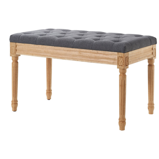 VEVOR Upholstered Bench, 16"W Ottoman Bench, End of Bed Bench with Foam Padded Cushion and Rubberwood Legs, Tufted Footrest Stool Entryway Bench for Dining Room, Living Room, Bedroom, Hallway, Gray