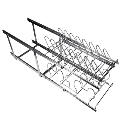 VEVOR Pan and Pot Rack, 2-Tier Expandable Pull Out Under Cabinet Organizer, Cookie Sheet Baking Pans Tray Racks, Adjustable Wire Dividers, Steel Lid Holder for Kitchen Cabinet & Pantry Storage, 12"W