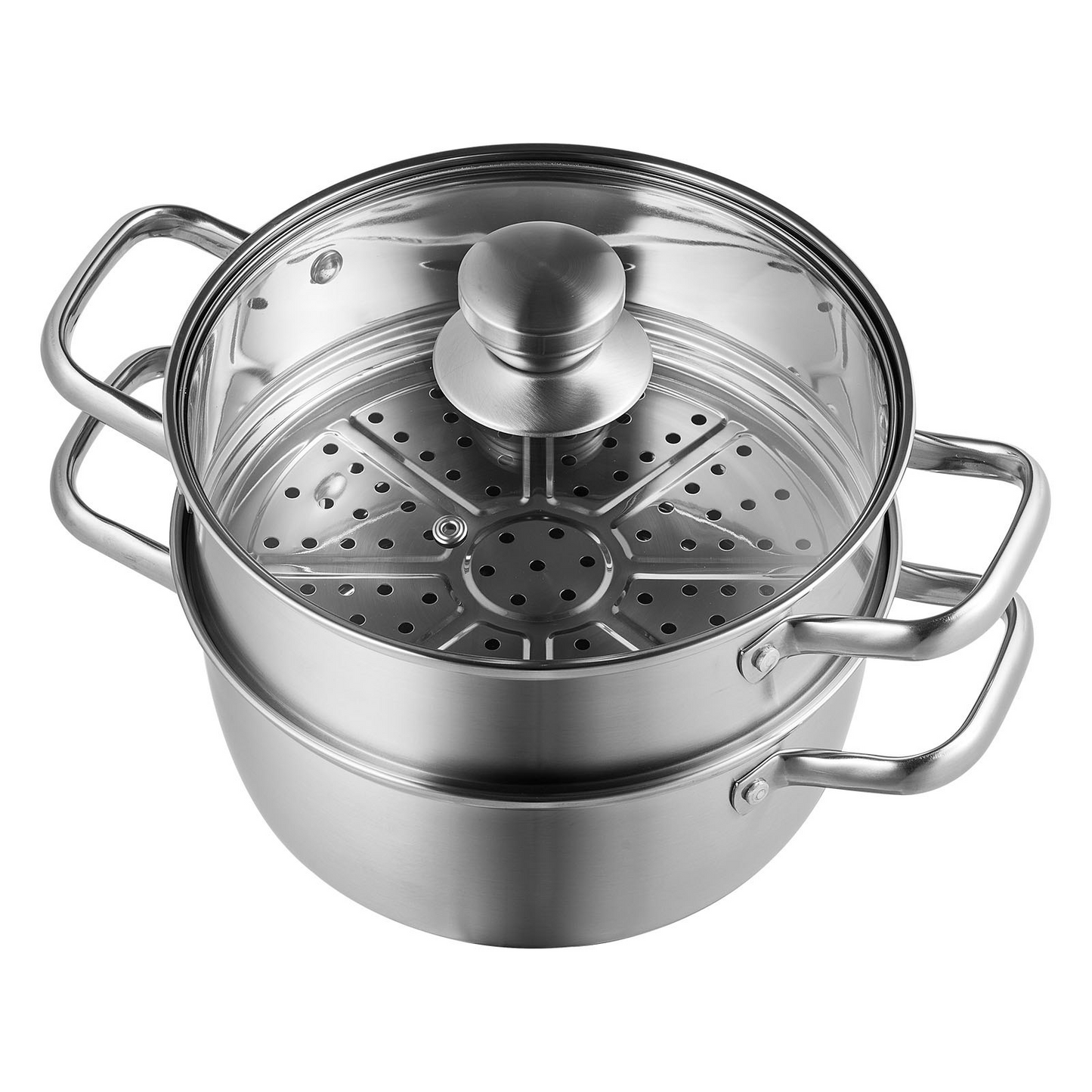 VEVOR Steamer Pot, 8.66in/22cm Steamer Pot for Cooking with 3QT Stock Pot and Vegetable Steamer, Large Capacity Stainless Steel Food Steamer Cookware with Lid for Gas Electric Induction Grill Stove