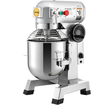 VEVOR Commercial Food Mixer, 30Qt Commercial Mixer with Timing Function, 1100W Stainless Steel Bowl Heavy Duty Electric Food Mixer Commercial with 3 Speeds Adjustable 108/199/382 RPM, Dough Hook Whisk Beater Included, Perfect for Bakery Pizzeria