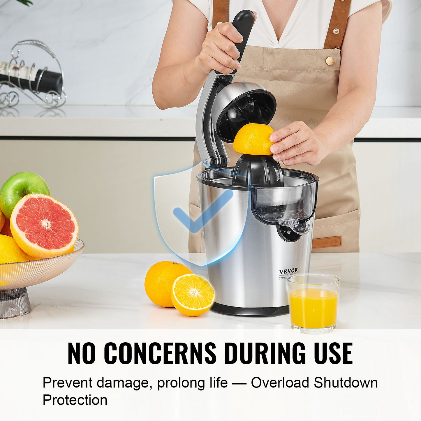 VEVOR Electric Citrus Juicer, Orange Juice Squeezer with Two Size Juicing Cones, 300W Stainless Steel Orange Juice Maker with Soft Grip Handle, For Oranges, Grapefruits, Lemons and Other Citrus Fruits