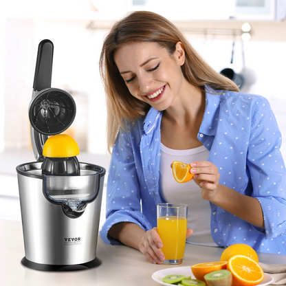 VEVOR Electric Citrus Juicer, Orange Juice Squeezer with Two Size Juicing Cones, 300W Stainless Steel Orange Juice Maker with Soft Grip Handle, For Oranges, Grapefruits, Lemons and Other Citrus Fruits