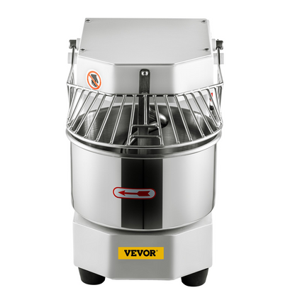 VEVOR Commercial Food Mixer, 8.5Qt Capacity, 450W Dual Rotating Dough Kneading Machine with Food-grade Stainless Steel Bowl, Security Shield & Timer Included, Baking Equipment for Restaurant Pizzeria