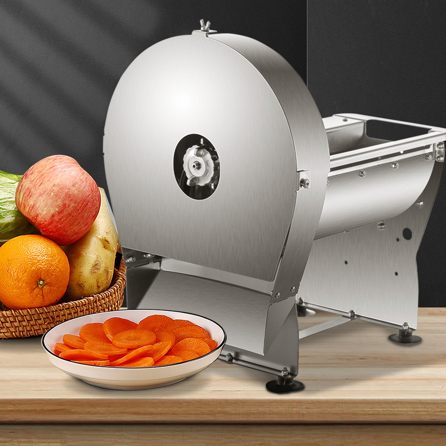 VEVOR Electric Food Slicer, 10In Manual Vegetable Fruit Slicer, 0-0.4 In Adjustable Thickness Fruit Slicer Machine with Removable Stainless Steel Blade, Non-Slip Feet Commercial Food Slicer, Silver