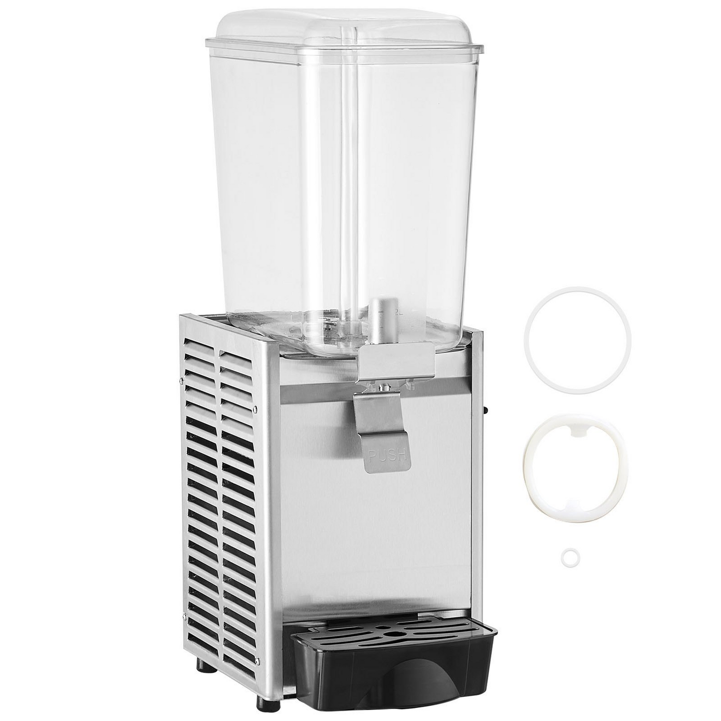 VEVOR Commercial Beverage Dispenser, 20.4 Qt 18L Single Tank Ice Tea Drink Machine, 325W 304 Stainless Steel Juice Dispenser with 41℉-53.6℉ Thermostat Controller, for Cold Drink Restaurant Hotel Party