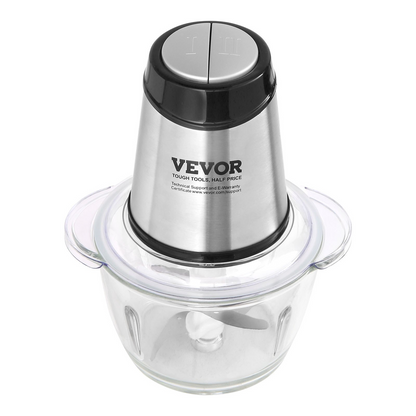 VEVOR Food Processor, Electric Meat Grinder with 4 Stainless Steel Blades, 400W Electric Food Chopper, 5 Cup Glass Bowl, 2 Speeds Food Grinder for Baby Food, Meat, Onion, Vegetables