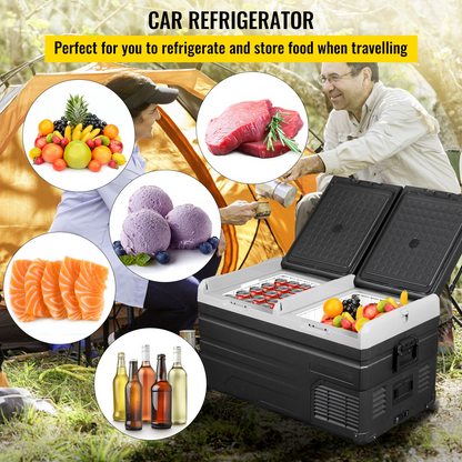 VEVOR 12 Volt Refrigerator Refrigerator 80 Quart, Dual Door Chest Refrigerator 12/24V DC & 110-240V AC Electric Compressor Cooler for Truck Vehicle RV Boat Outdoor & Home Use