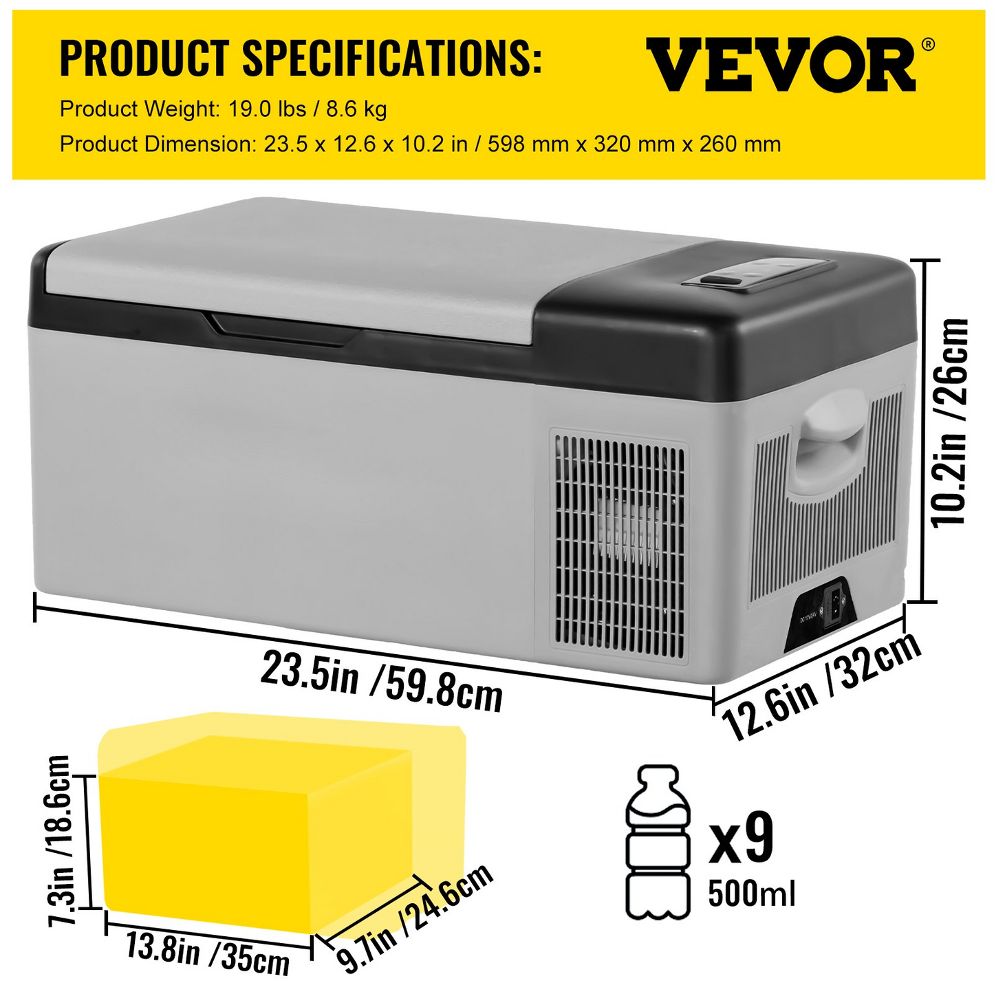 VEVOR 12 Volt Refrigerator 16 Qt, Portable Mini Car Fridge w/ -4℉-68℉ Cooling Range & App Control 12/24V DC & 110-240V AC Electric Compressor Cooler for Truck Vehicle RV Boat Outdoor & Home Use, Grey