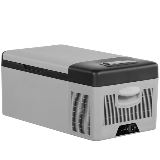 VEVOR 12 Volt Refrigerator 16 Qt, Portable Mini Car Fridge w/ -4℉-68℉ Cooling Range & App Control 12/24V DC & 110-240V AC Electric Compressor Cooler for Truck Vehicle RV Boat Outdoor & Home Use, Grey