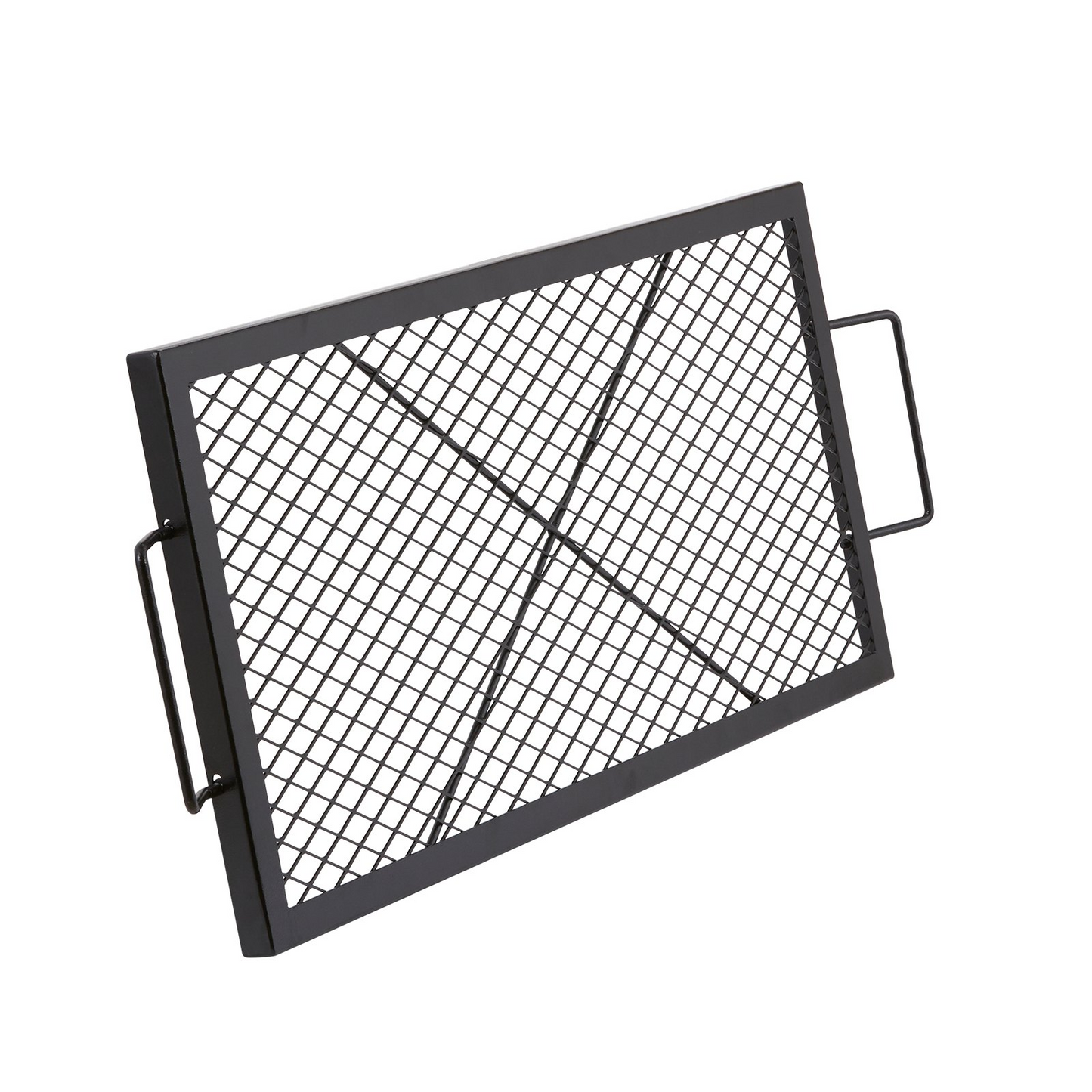 VEVOR X-Marks Fire Pit Grill Grate, Rectangle Cooking Grate, Heavy Duty Steel Campfire BBQ Grill Grid with Handle & Support X Wire, Portable Camping Cookware for Outside Party Gathering, 32 Inch Black