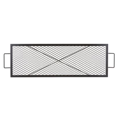 VEVOR X-Marks Fire Pit Grill Grate, Rectangle Cooking Grate, Heavy Duty Steel Campfire BBQ Grill Grid with Handle & Support X Wire, Portable Camping Cookware for Outside Party Gathering, 44 Inch Black