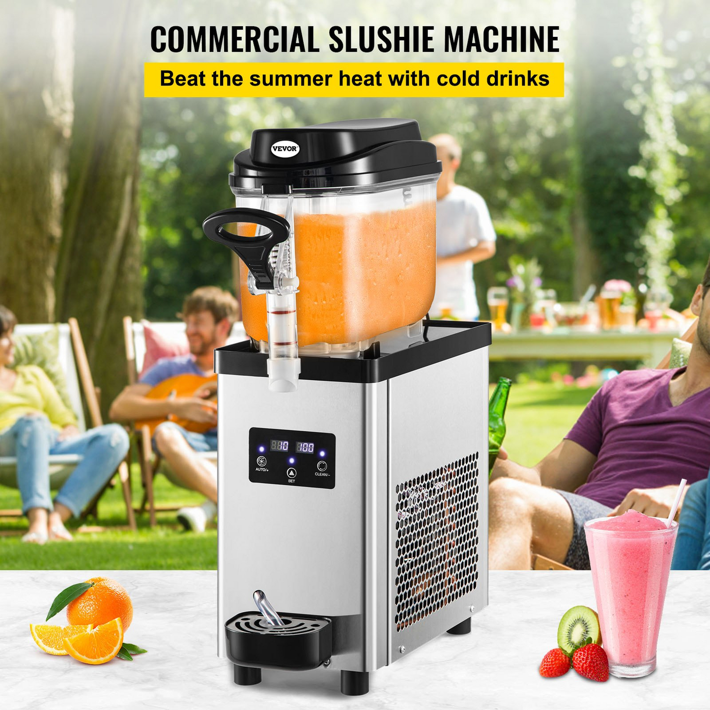 VEVOR Commercial Slushy Machine, 6L/1.6 Gallons 25 Cups Single-Bowl, 300W 110V, Stainless Steel Margarita Smoothie Frozen Drink Maker, Slushie Machine for Supermarkets Cafes Restaurants Bars Home Use