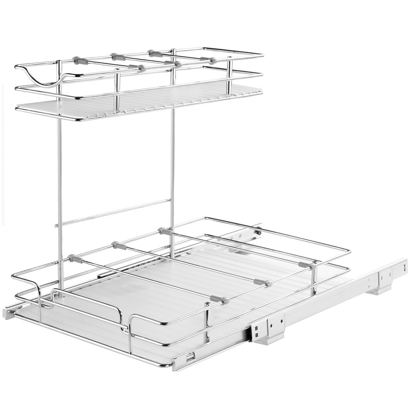 VEVOR 2 Tier 12"W x 17"D Pull Out Cabinet Organizer, Heavy Duty Slide Out Pantry Shelves, Chrome-Plated Steel Roll Out Drawers, Sliding Drawer Storage for Inside Kitchen Cabinet, Bathroom, Under Sink