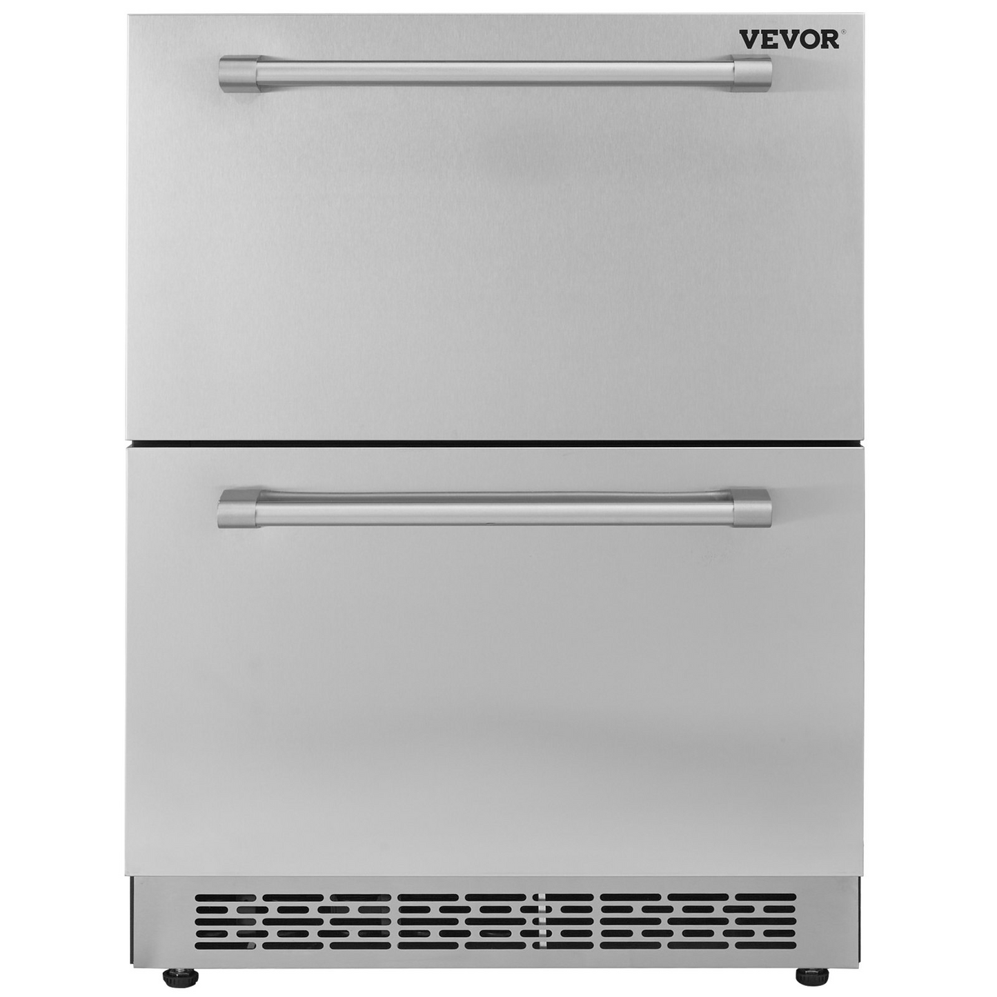 VEVOR 24 inch Undercounter Refrigerator, 2 Drawer Refrigerator with Different Temperature, 4.87 Cu.ft. Capacity, Waterproof Indoor and Outdoor Under Counter Freezer Fridge for Home and Commercial Use