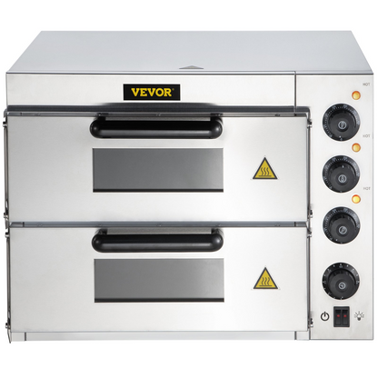 VEVOR Commercial Pizza Oven Countertop, 14" Double Deck Layer, 110V 1950W Stainless Steel Electric Pizza Oven with Stone and Shelf, Multipurpose Indoor Pizza Maker for Restaurant Home Pretzels Baked