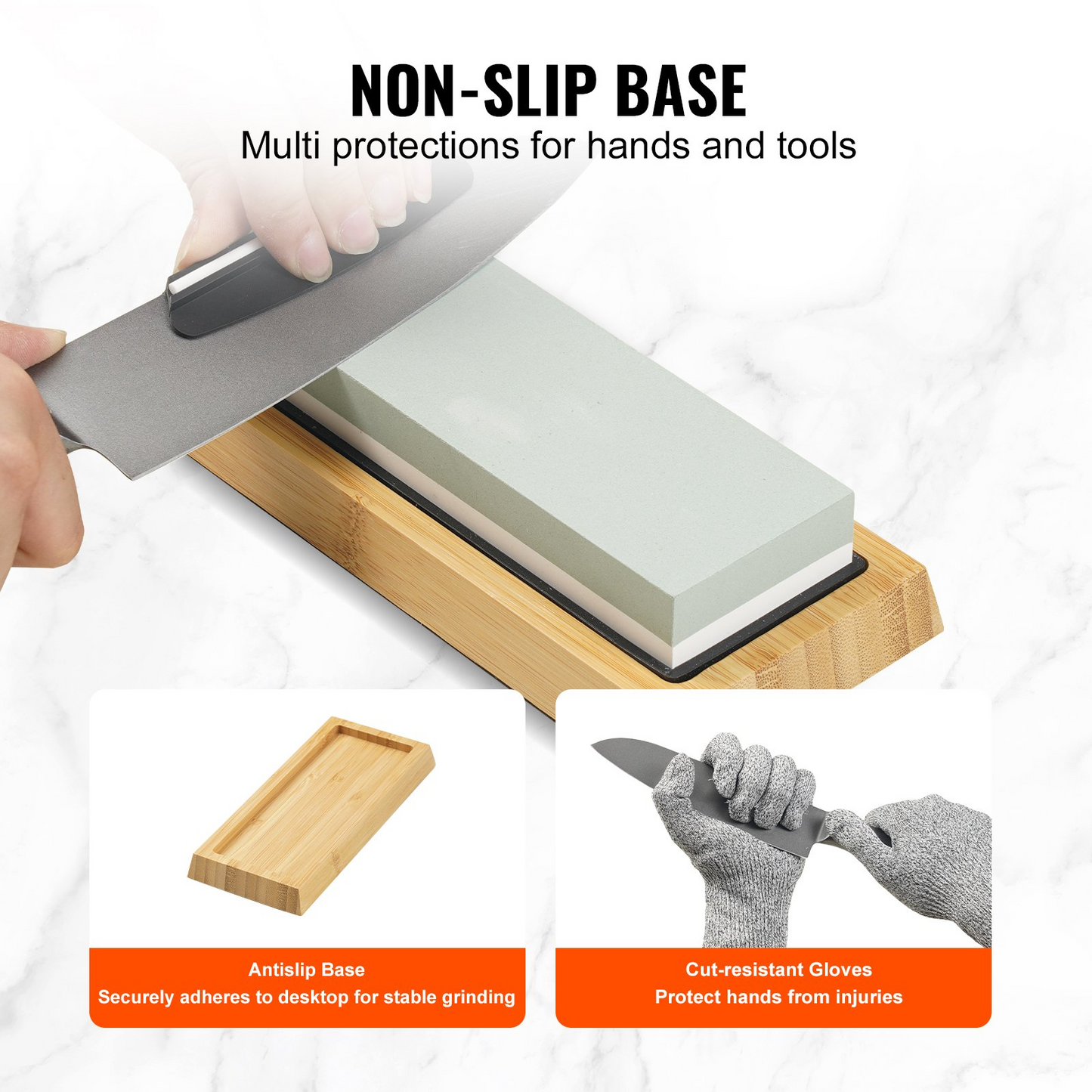 VEVOR Whetstone Knife Sharpening Kit, 2 Dual-Sided Grit Whetstones 400/1000 3000/8000, 10PCS Knife Sharpener Kit with 3 Non-Slip Bases, Flattening Stone, Angle & Honing Guide for All Knives, Scissors