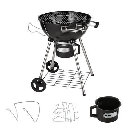 VEVOR 22" Kettle Charcoal Grill, Premium Kettle Grill with Wheels Grate and Cover, Porcelain-Enameled Lid and Firebowl with Slide Out Ash Catcher Thermometer for BBQ, Camping, Picnic, Patio and Backyard