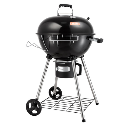 VEVOR 22" Kettle Charcoal Grill, Premium Kettle Grill with Wheels Grate and Cover, Porcelain-Enameled Lid and Firebowl with Slide Out Ash Catcher Thermometer for BBQ, Camping, Picnic, Patio and Backyard