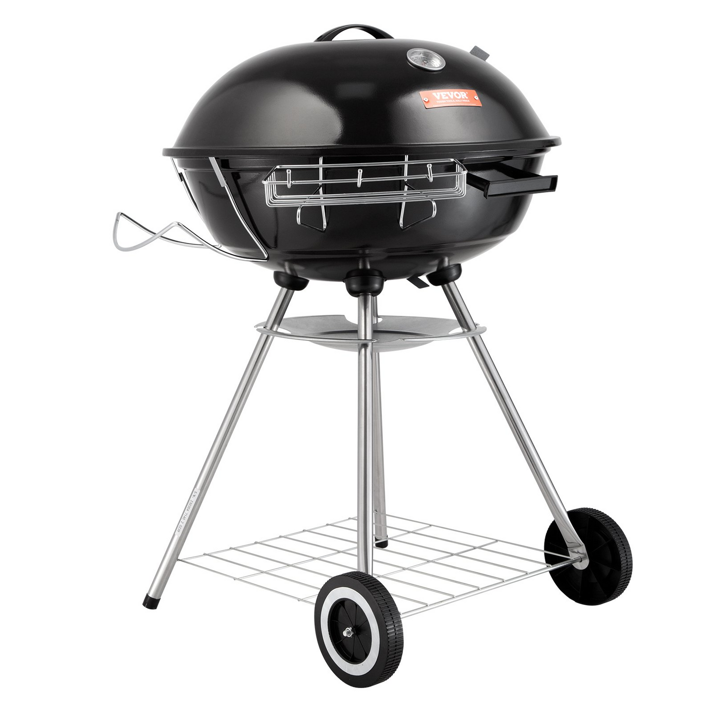 VEVOR 22 inch Kettle Charcoal Grill, Premium Kettle Grill with Wheels and Cover, Porcelain-Enameled Lid and Ash Catcher & Thermometer for BBQ, Round Barbecue Grill Outdoor Cooking, Picnic, Patio and Backyard