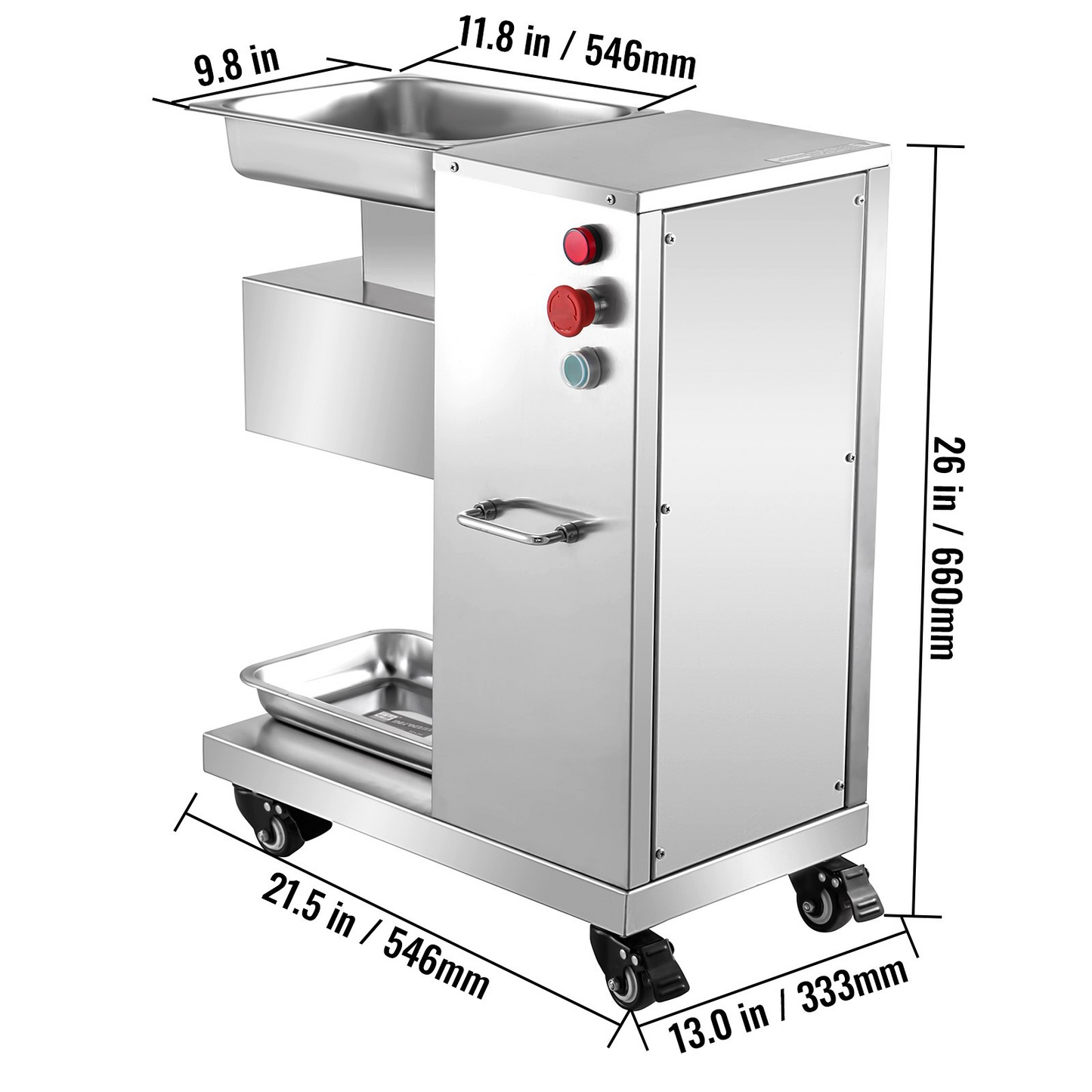 VEVOR 110V Commercial Meat Cutter Machine 1100LB/H Electric Meat Cutting Machine 750W Commercial Meat Slicer 3mm Blade Restaurant Food Slicer Stainless Steel For Kitchen Restaurant Supermarket