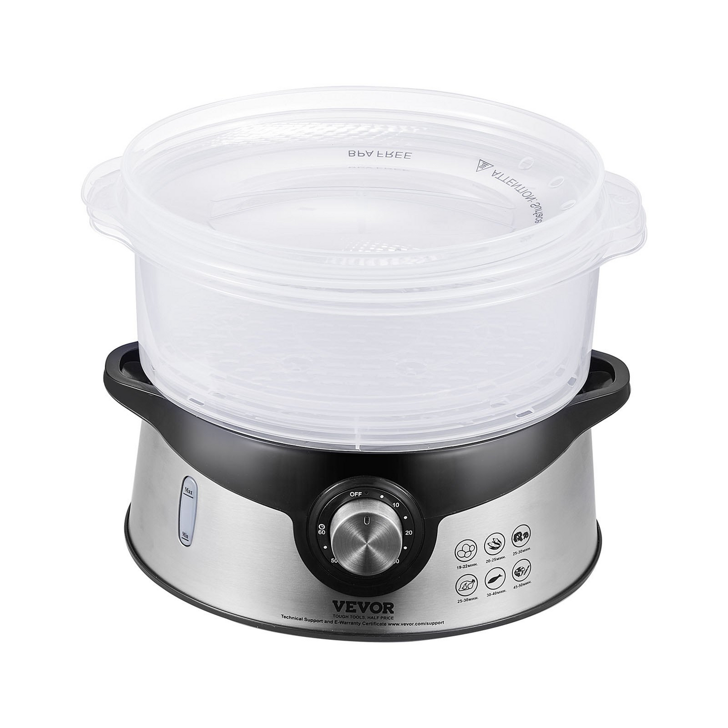 VEVOR Electric Food Steamer, 9.5Qt/9L Electric Vegetable Steamer with 3-Tier Stackable Trays, 800W Food-Grade Food Steamer for Cooking with 60-Min Timer, Auto Shut-Off and Boil Dry Protection