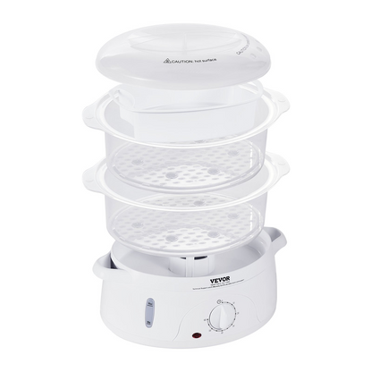 VEVOR Electric Food Steamer, 7.4Qt/7L Electric Vegetable Steamer with 2-Tier Stackable Trays, 800W Food-Grade Food Steamer for Cooking with 60-Min Timer, Auto Shut-Off and Boil Dry Protection