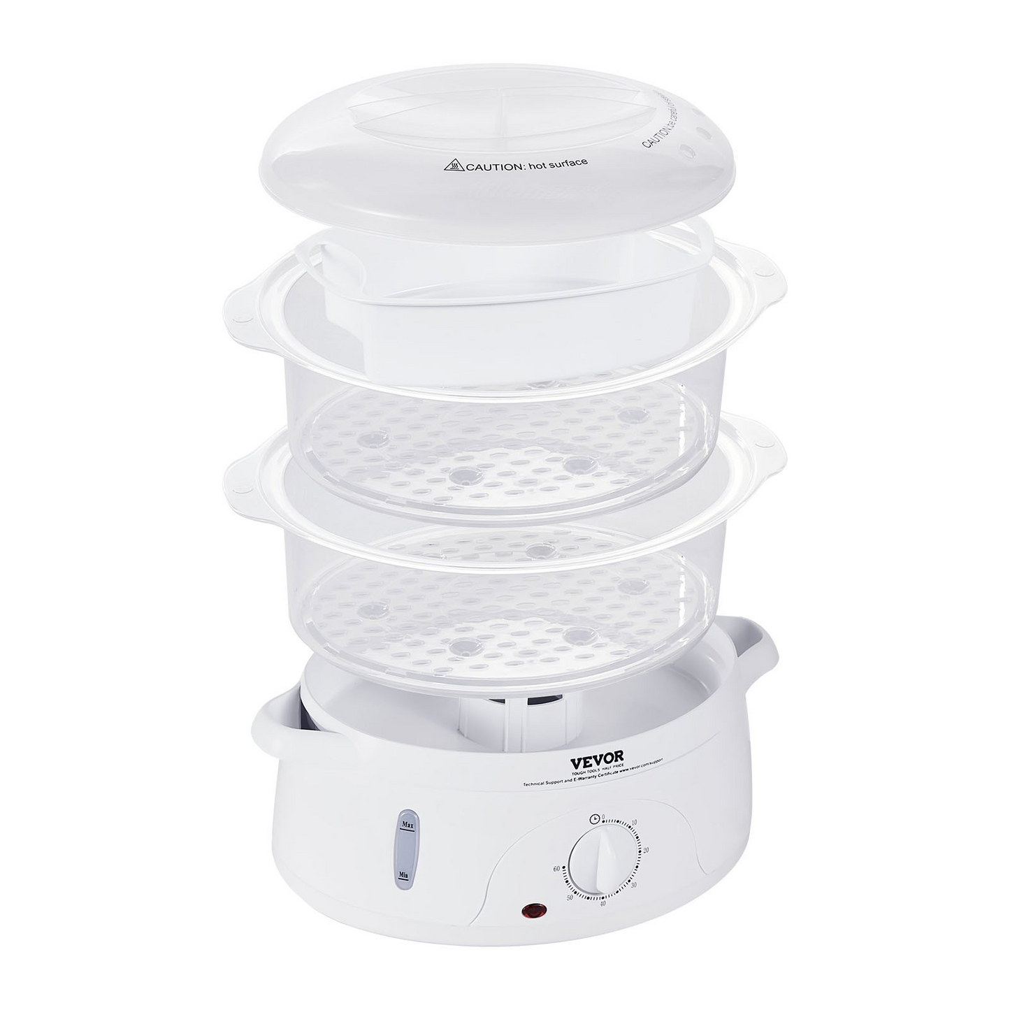 VEVOR Electric Food Steamer, 7.4Qt/7L Electric Vegetable Steamer with 2-Tier Stackable Trays, 800W Food-Grade Food Steamer for Cooking with 60-Min Timer, Auto Shut-Off and Boil Dry Protection