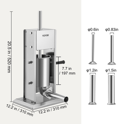 VEVOR Sausage Stuffer 7LBS/3L Capacity Homemade Sausage Maker Stainless Steel