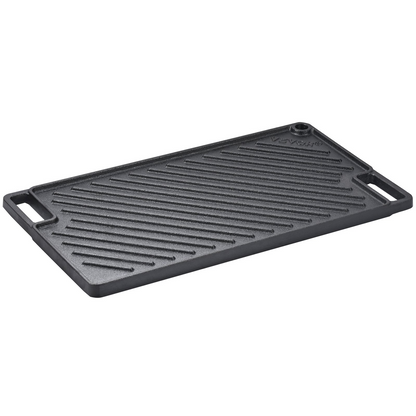 VEVOR Reversible Grill/Griddle, 9.7"x16.7" Pre-Seasoned Cast Iron Griddle, Rectangular Double Burner Griddle Pan, Non-Stick Family Pan Cookware with Handles, Flat Top Plate for BBQ, Gas Grill, Black