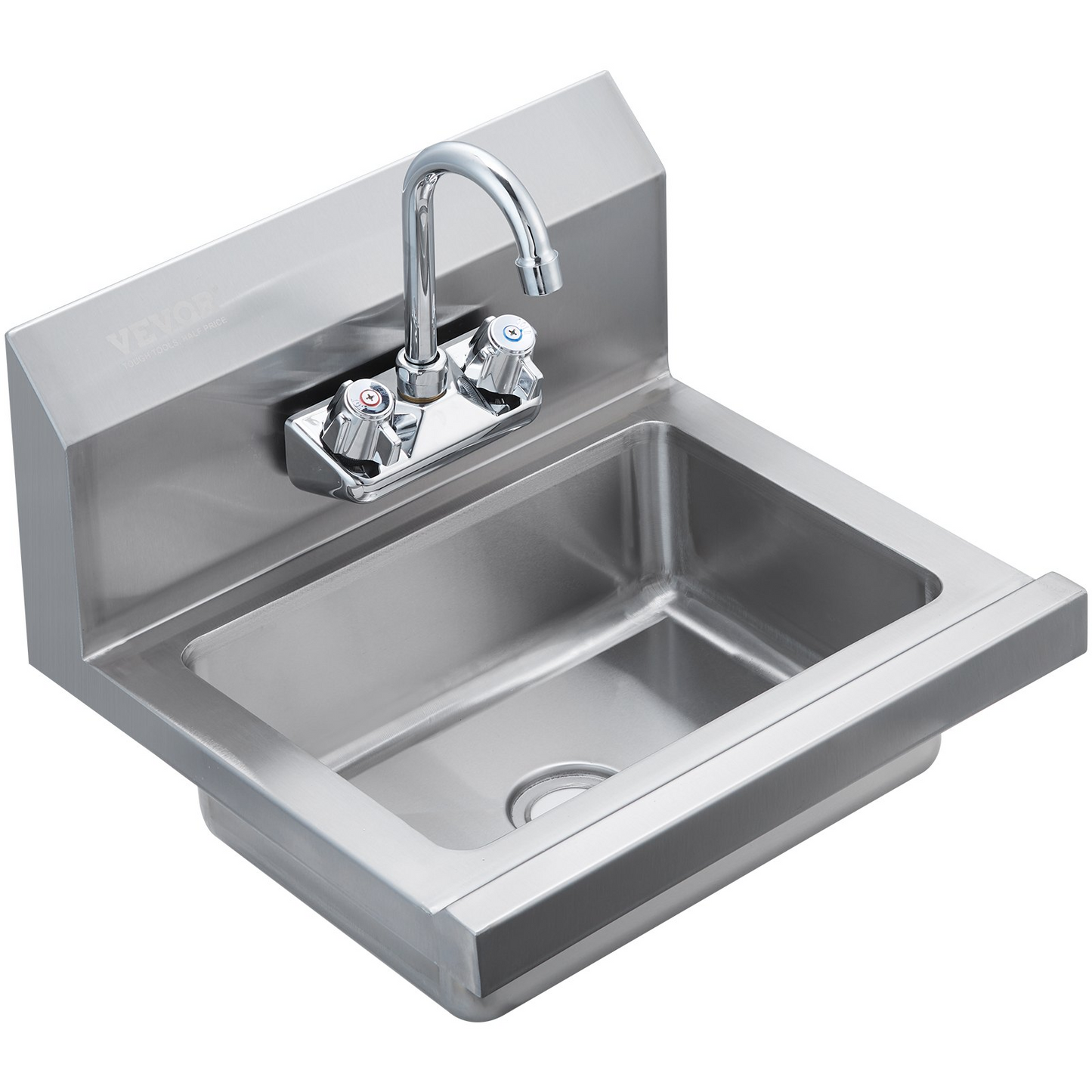 VEVOR Commercial Hand Sink with Faucet, NSF Stainless Steel Sink for Washing, Small Hand Washing Sink, Wall Mount Hand Basin, Utility Sink for Restaurant, Kitchen, Bar, Garage and Home, 17 x 12.8 inch