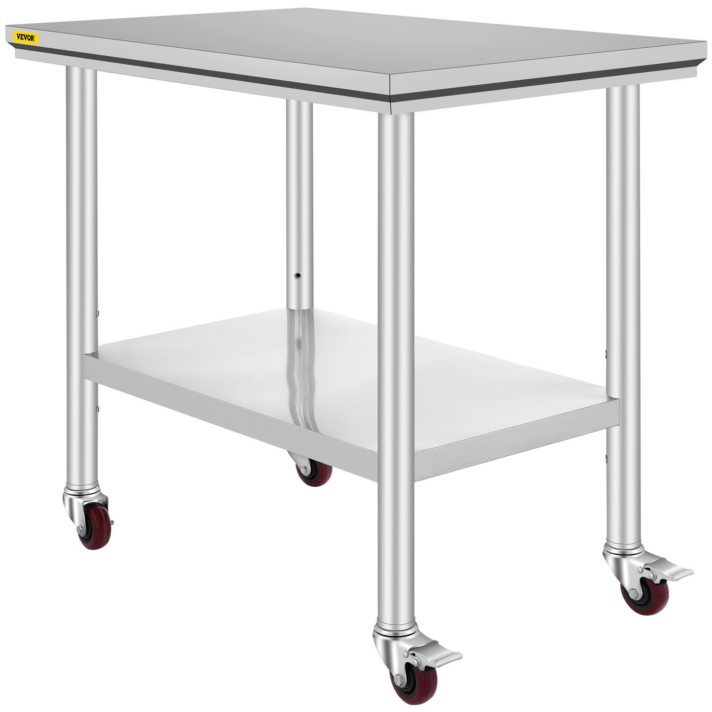 VEVOR Stainless Steel Work Table 36x24 Inch with 4 Wheels Commercial Food Prep Worktable with Casters Heavy Duty Work Table for Commercial Kitchen Restaurant