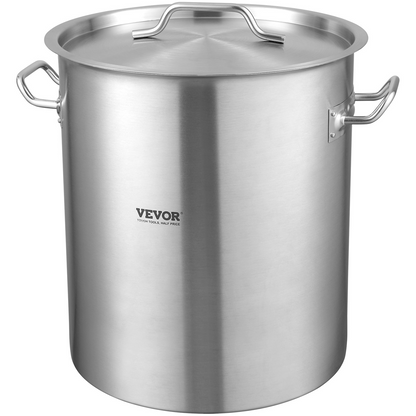 VEVOR Stainless Steel Stockpot, 42 Quart Large Cooking Pots, Cookware Sauce Pot with Strainer, Lid, and Handle, Heavy Duty Commercial Grade Stock Pot, Sanding Treatment, for Large Groups Events Silver