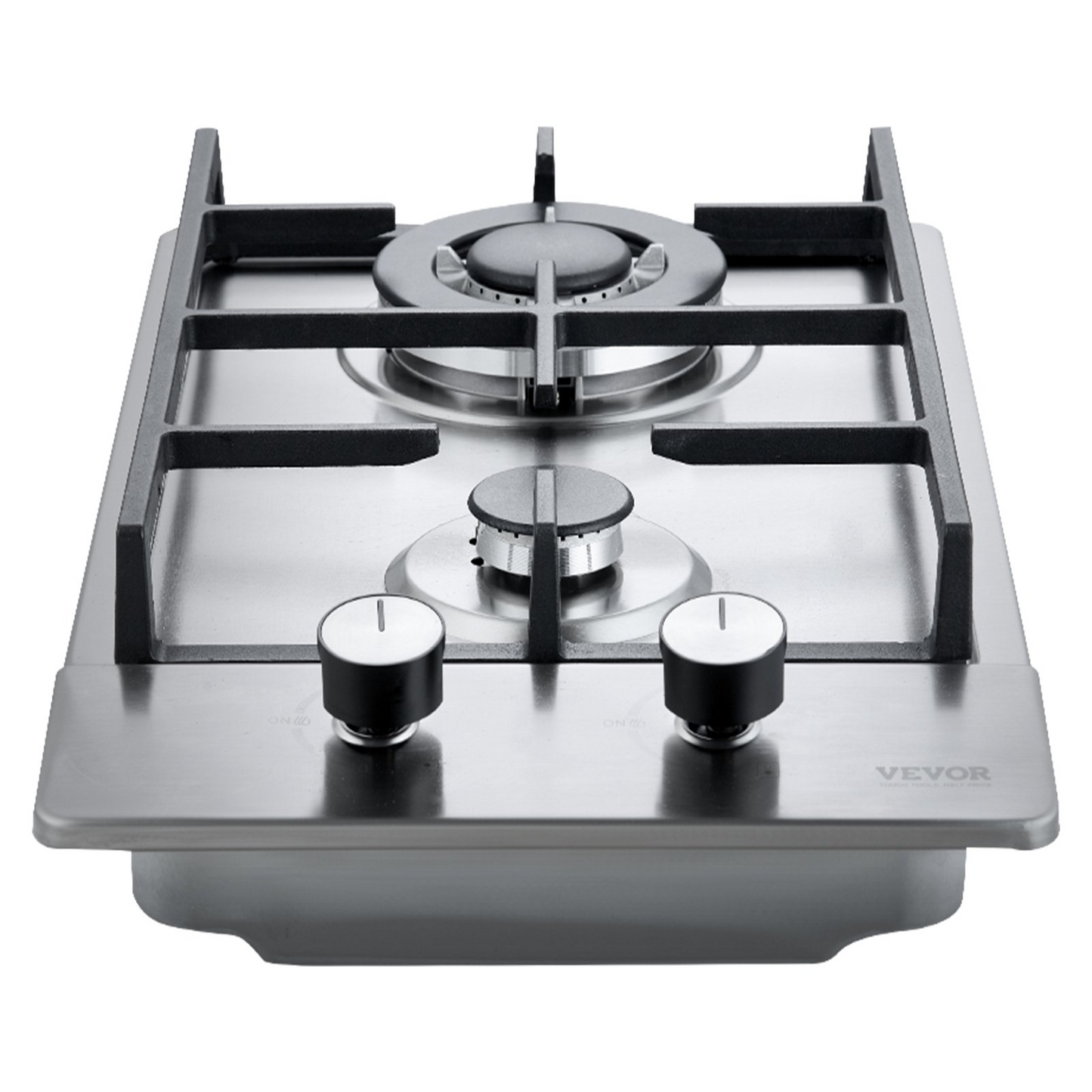 VEVOR Gas Cooktop 12 inch, Max 12250BTU 2 Burners Built-in Stainless Steel Gas Stove Top, LPG/NG Convertible Dual Fuel Natural Gas Hob with Thermocouple Protection