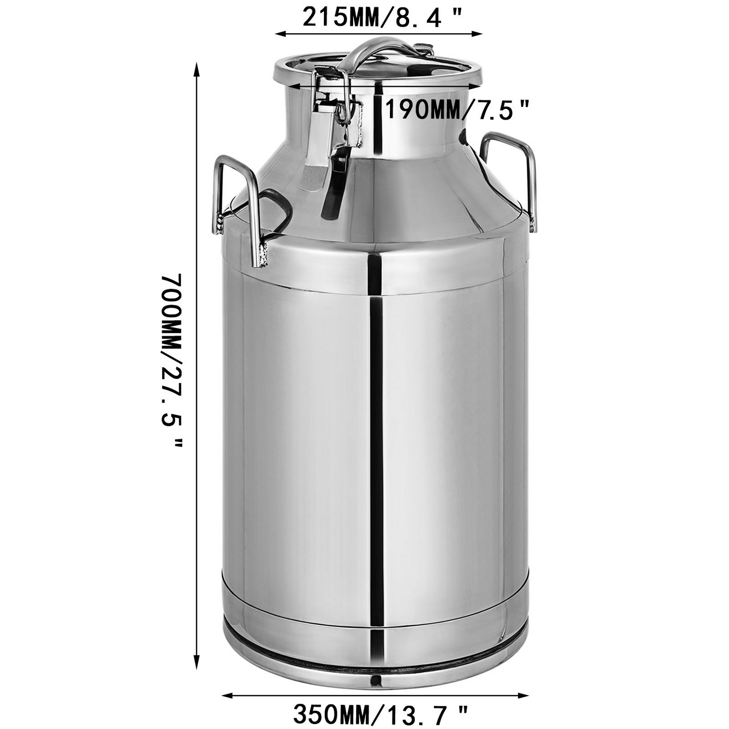 VEVOR 304 Stainless Steel Milk Can 50 Liter Milk Bucket Wine Pail Bucket 13.25 Gallon Milk Can Tote Jug with Sealed Lid Heavy Duty