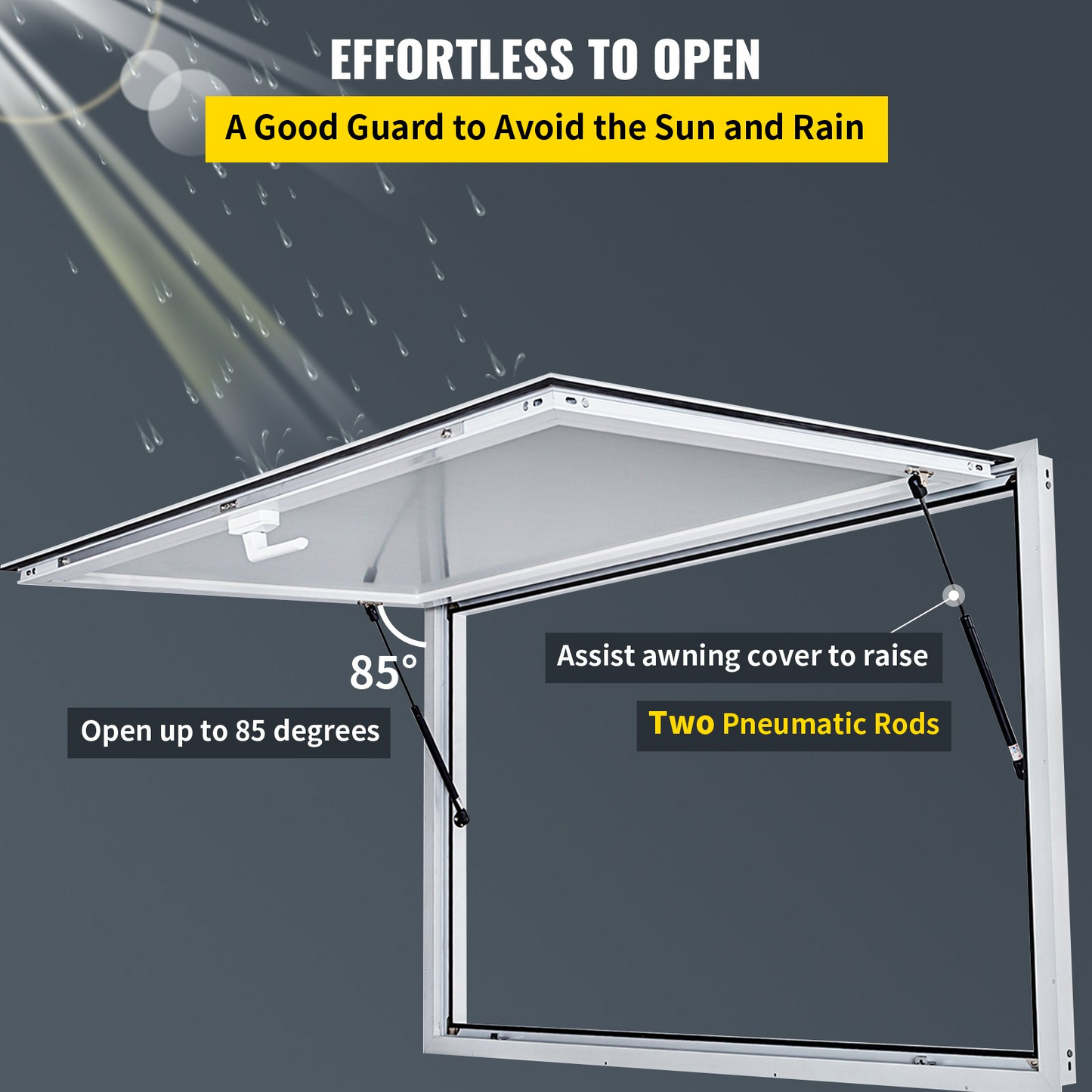 VEVOR Concession Window 64 x 40 Inch, Concession Stand Serving Window Door with Double-Point Fork Lock, Concession Awning Door Up to 85 degrees for Food Trucks, Glass Not Included