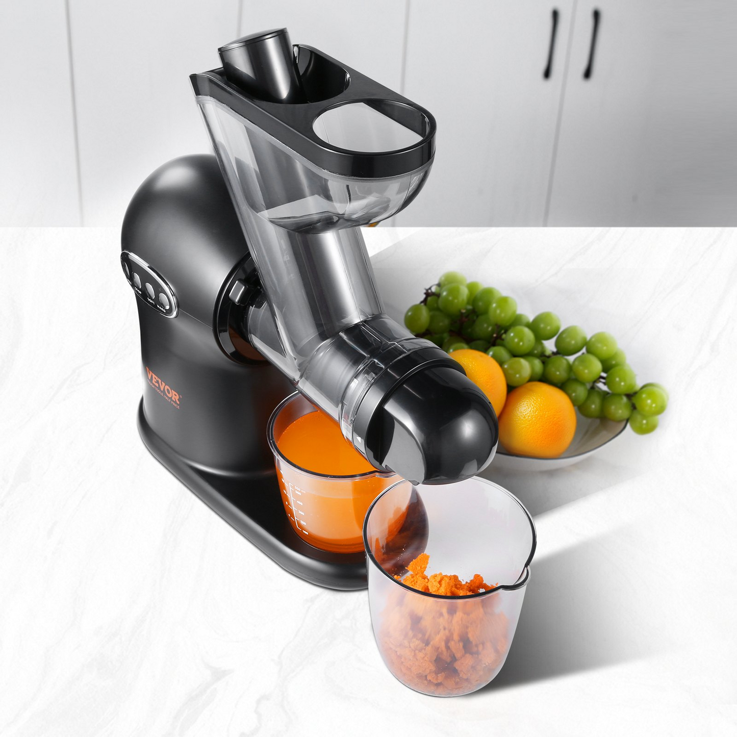 VEVOR Slow Masticating Juicer, 2-Speed Mode Cold Press Juicer Machine with Reverse Function, Quiet Motor Slow Juicer, Juice Extractor Maker Easy to Clean with Brush, for High Nutrient Fruit Vegetable