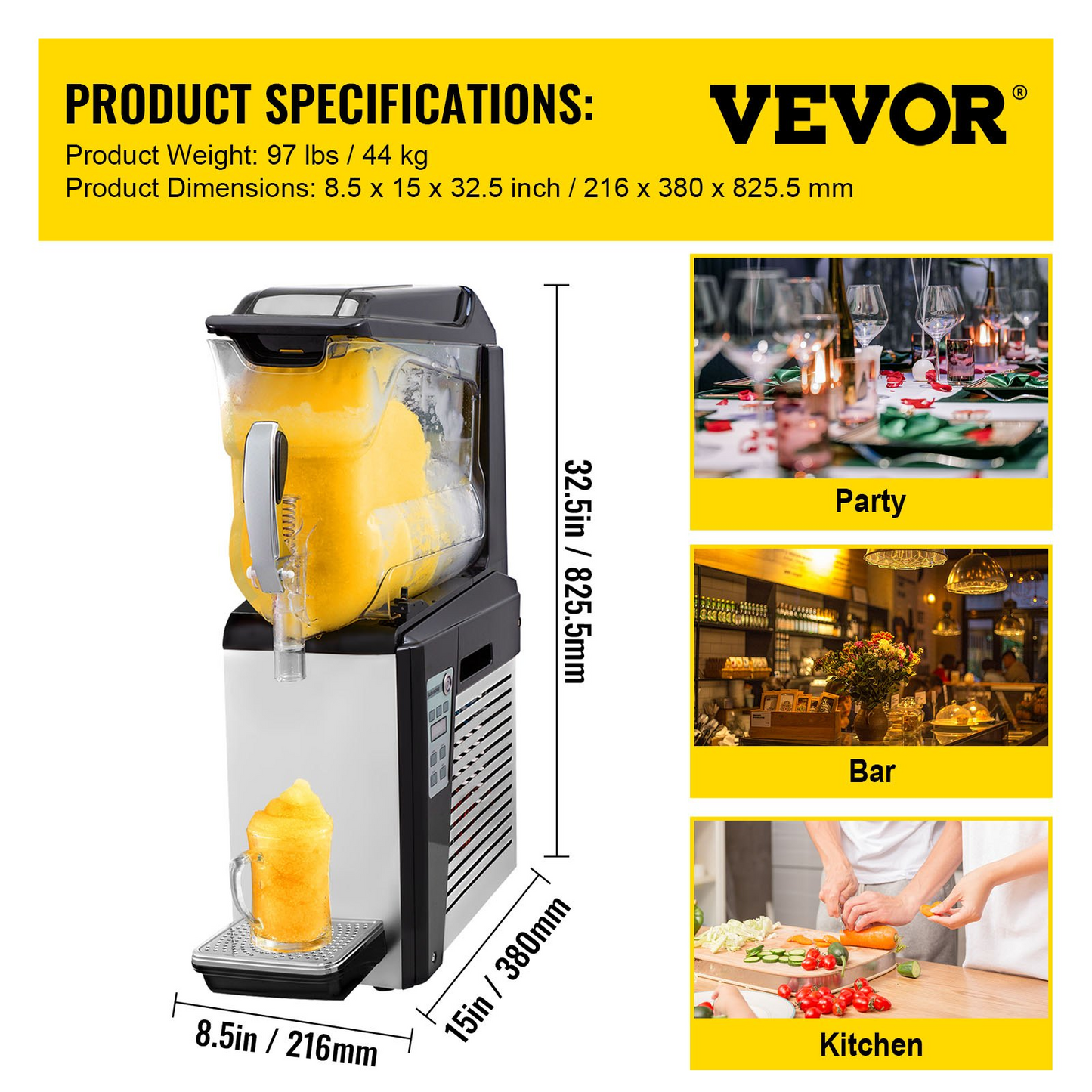 VEVOR 110V Slushy Machine 10L  Frozen Drink Maker 600W Automatic Clean Day and Night Modes for Supermarkets Cafes Restaurants Snack Bars Commercial Use