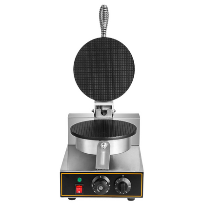 VEVOR Electric Ice Cream Cone Maker 1200W Commercial Waffle Cone Machine, 110V Stainless Steel Egg Cone Baker w/ Non-Stick Teflon Coating, Temp & Time Control for Restaurant Bakeries