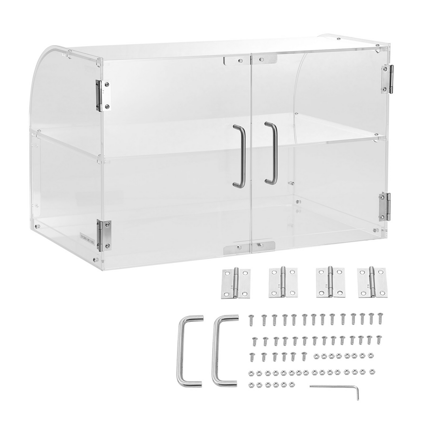 VEVOR Pastry Display Case, 2-Tier Commercial Countertop Bakery Display Case, Acrylic Display Box with Rear Door Access & Removable Shelves, Keep Fresh for Donut Bagels Cake Cookie, 22"x14"x14"