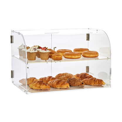 VEVOR Pastry Display Case, 2-Tier Commercial Countertop Bakery Display Case, Acrylic Display Box with Rear Door Access & Removable Shelves, Keep Fresh for Donut Bagels Cake Cookie, 22"x14"x14"