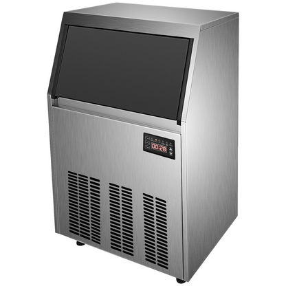 VEVOR 110V Commercial Ice Maker 80LBS/24H with 24lbs Storage Capacity Stainless Steel Commercial Ice Machine 40 Ice Cubes Per Plate Industrial Ice Maker Machine Auto Clean for Bar Home Supermarkets