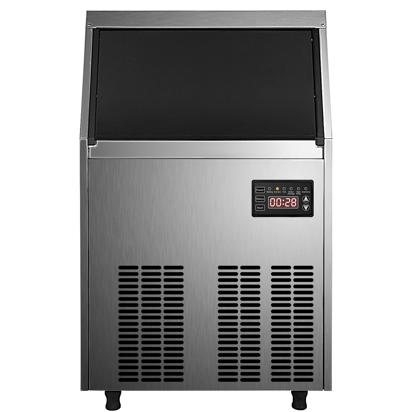 VEVOR 110V Commercial Ice Maker Machine 90LBS/24H with 24LBS Bin, Stainless Steel Automatic Operation Under Counter Ice Machine for Home Bar, Include Water Filter, Scoop, Connection Hose