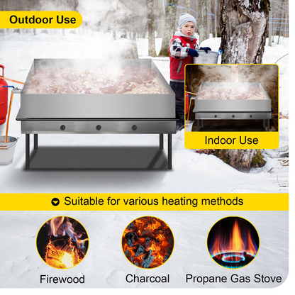 VEVOR Maple Syrup Evaporator Pan 36x24x6 Inch Stainless Steel Maple Syrup Boiling Pan for Boiling Syrup