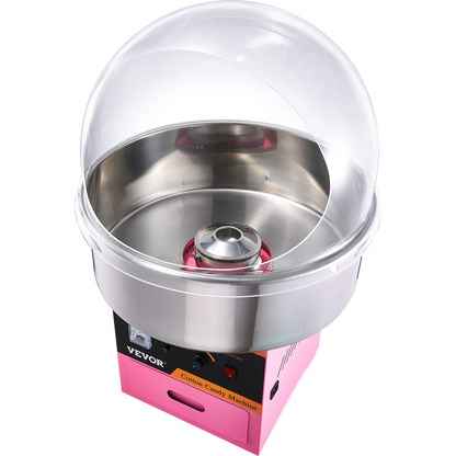 VEVOR Electric Cotton Candy Machine, 1000W Candy Floss Maker, Commercial Cotton Candy Machine with Stainless Steel Bowl, Sugar Scoop, and Cover, Perfect for Home Kids Birthday, Family Party Pink