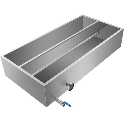 VEVOR Maple Syrup Evaporator Pan 48x24x9.4 Inch Stainless Steel Maple Syrup Boiling Pan with Valve and Thermometer and Divided Pan