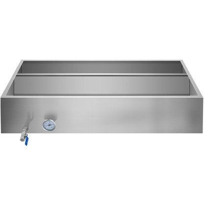 VEVOR Maple Syrup Evaporator Pan 48x24x9.4 Inch Stainless Steel Maple Syrup Boiling Pan with Valve and Thermometer and Divided Pan