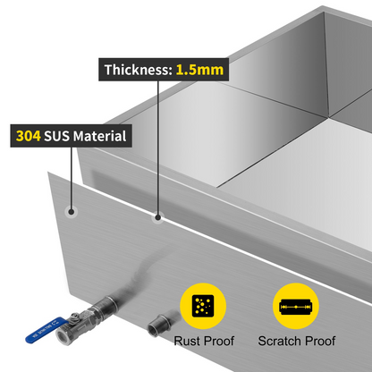 VEVOR Maple Syrup Evaporator Pan 36x24x9.5 Inch Stainless Steel Maple Syrup Boiling Pan with Valve